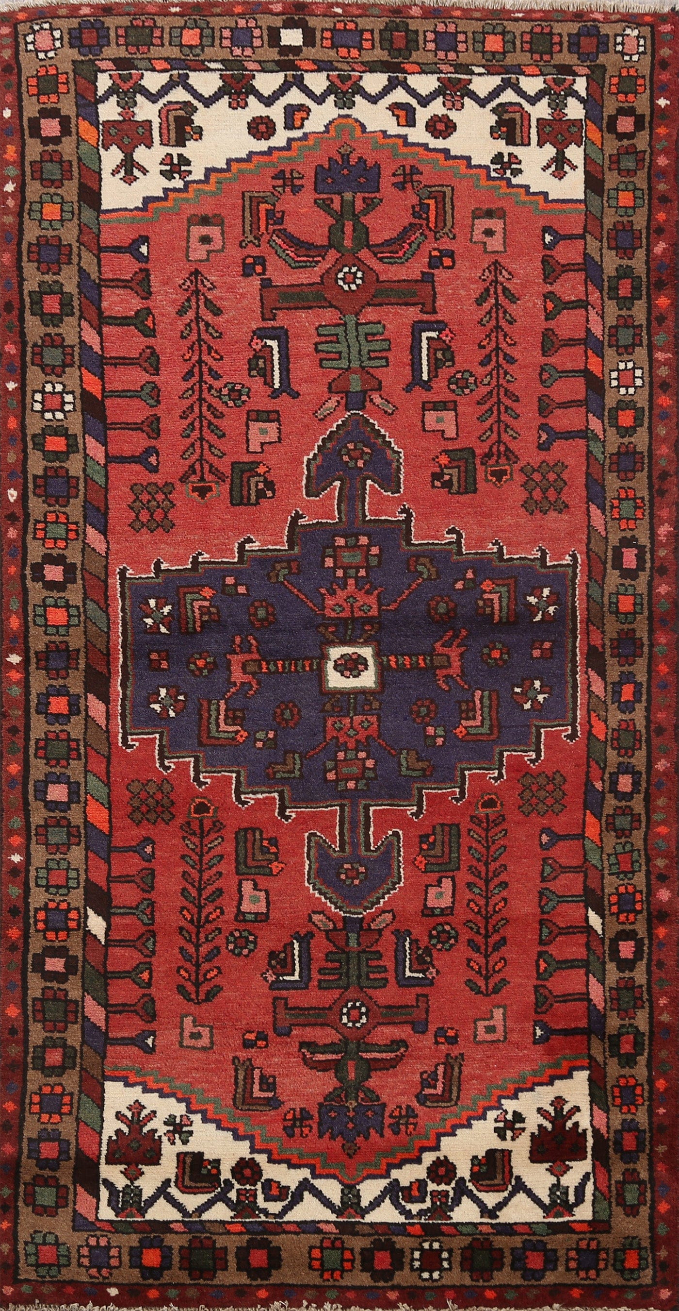 Tribal Hamedan Persian Area Rug 3x6