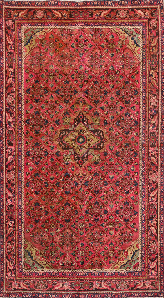 Antique Geometric Mashad Persian Area Rug 4x7