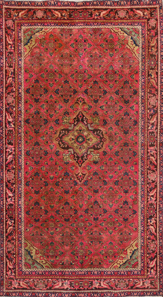 Antique Geometric Mashad Persian Area Rug 4x7