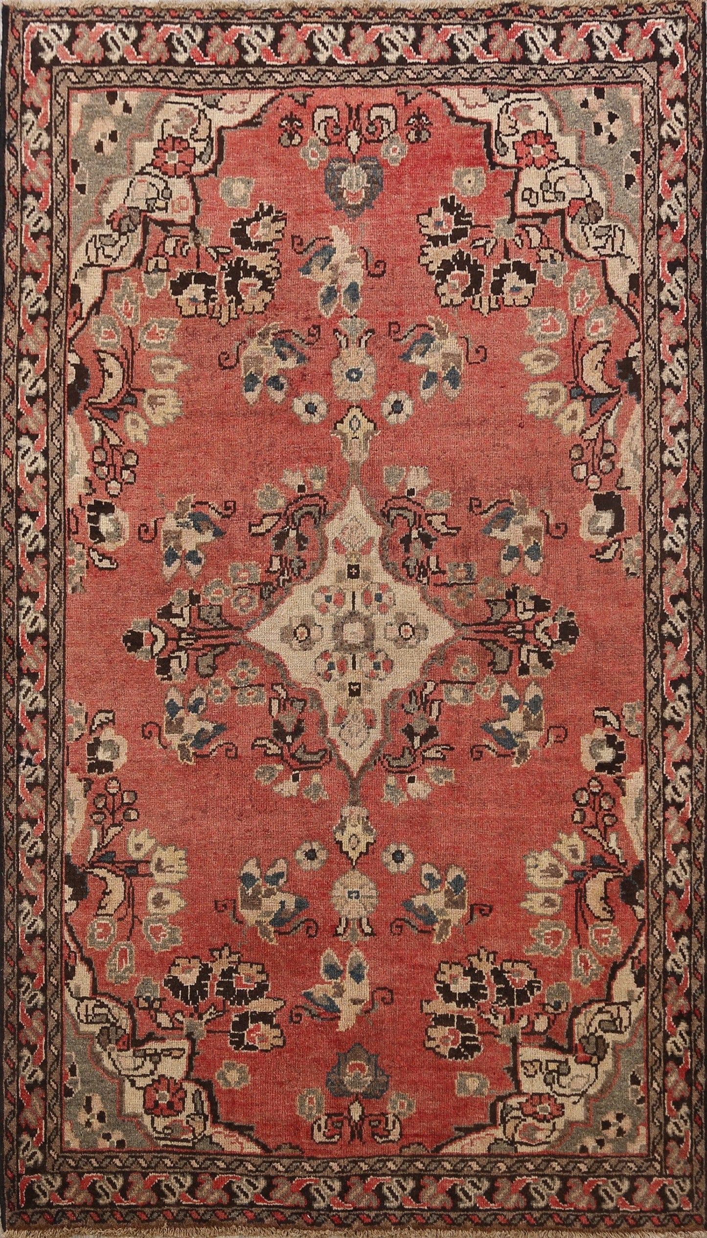 Antique Floral Mahal Persian Area Rug 4x6