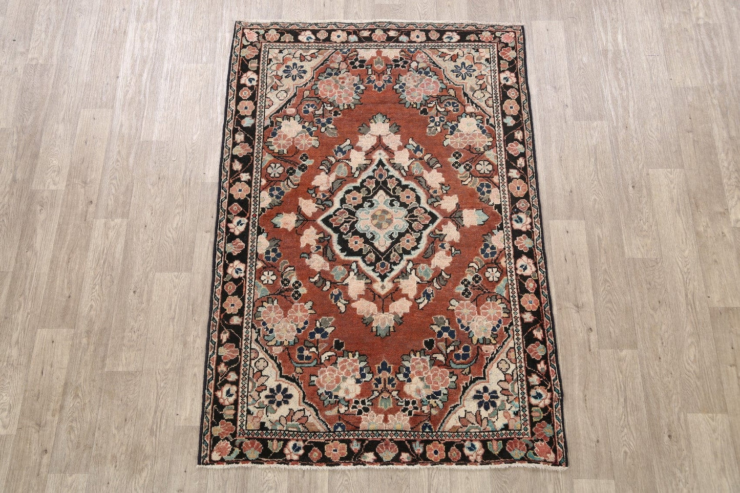 Antique Floral Mahal Persian Area Rug 4x6