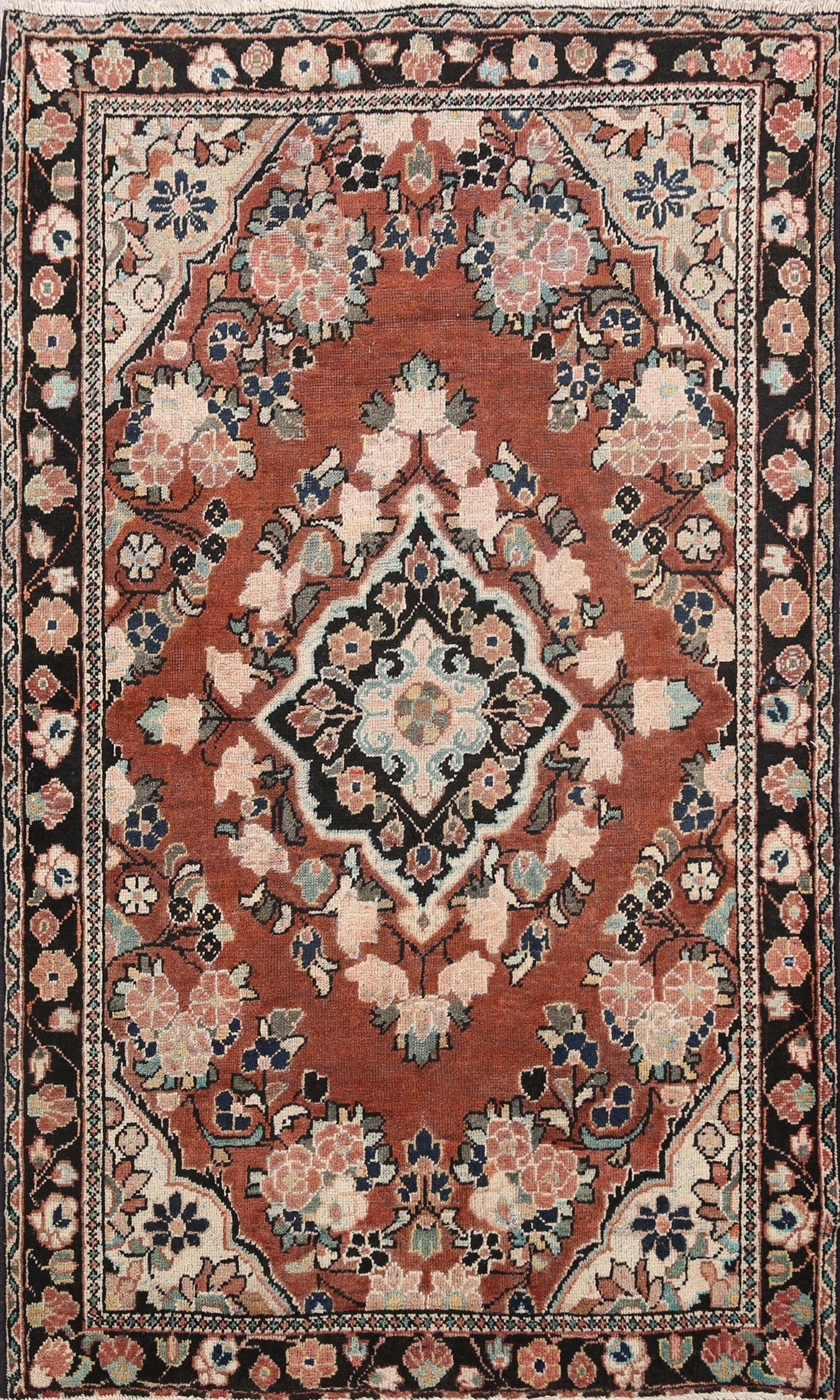 Antique Floral Mahal Persian Area Rug 4x6