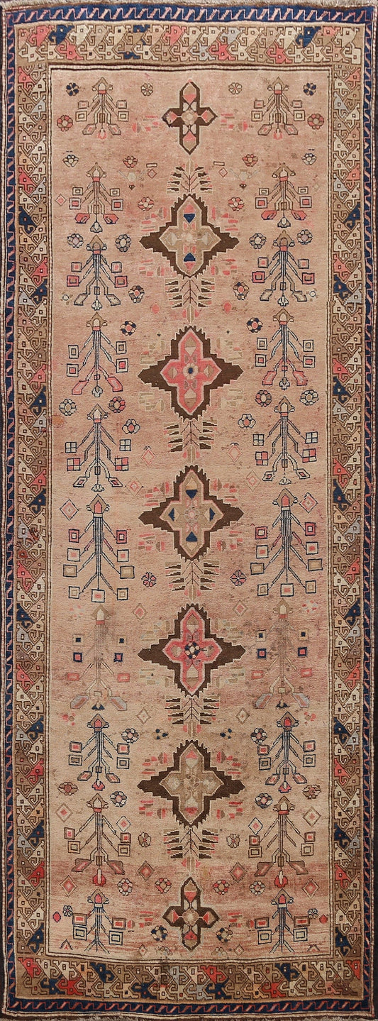 Antique Vegetable Dye Sultanabad Persian Runner Rug 4x9