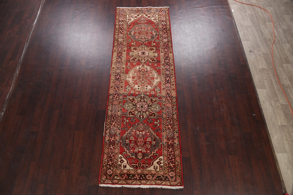 Geometric Heriz Persian Runner Rug 3x10