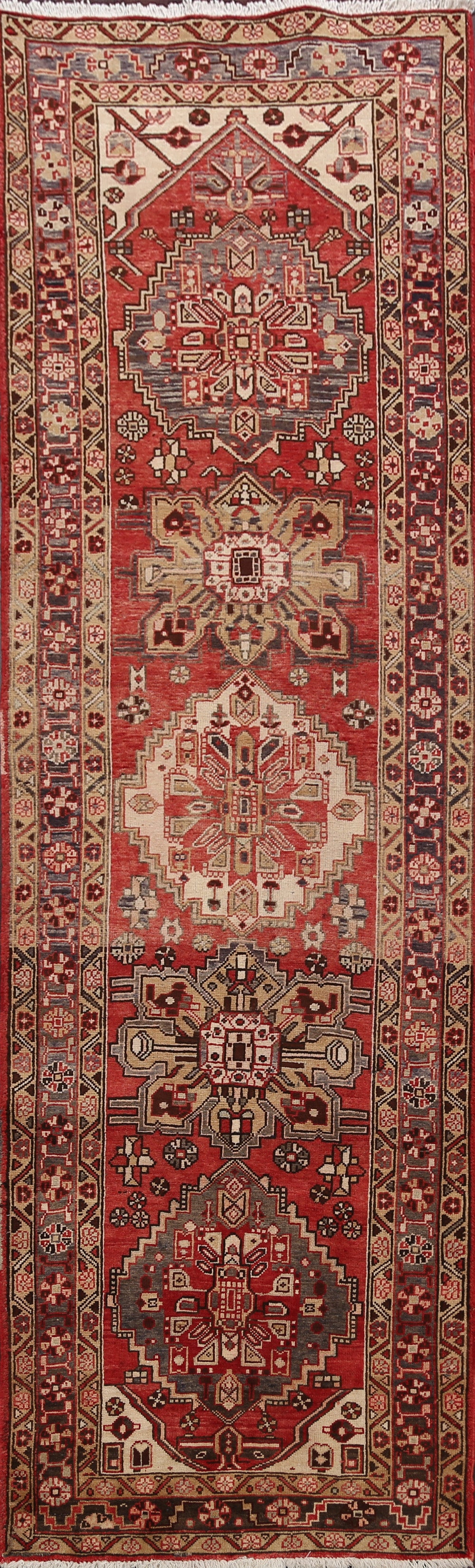 Geometric Heriz Persian Runner Rug 3x10