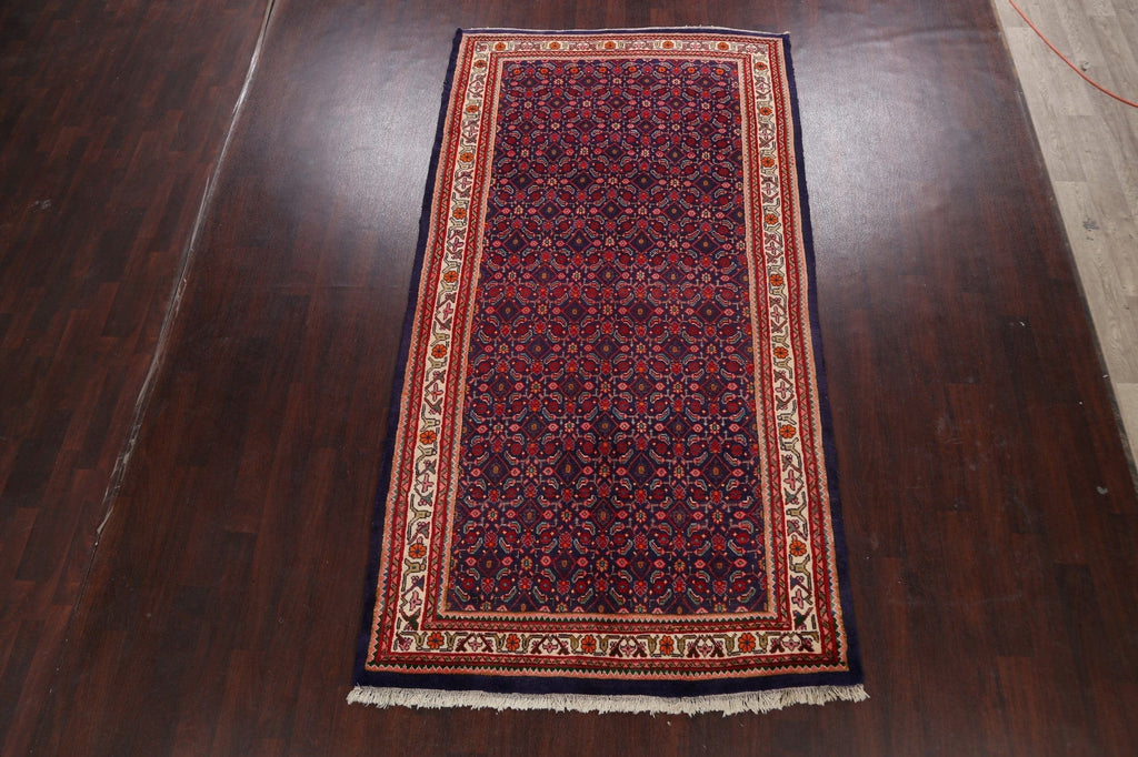 All-Over Navy Blue Mahal Persian Runner Rug 5x10