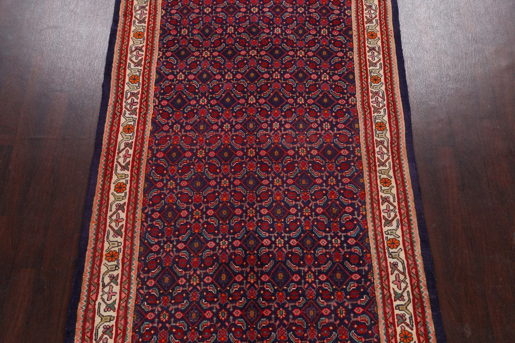 All-Over Navy Blue Mahal Persian Runner Rug 5x10