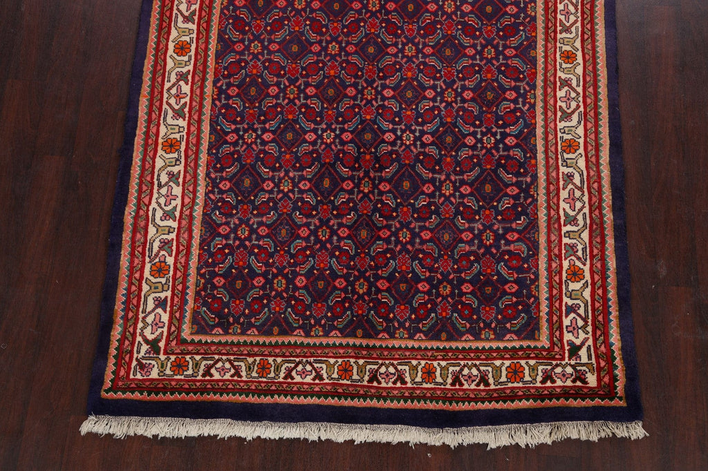 All-Over Navy Blue Mahal Persian Runner Rug 5x10