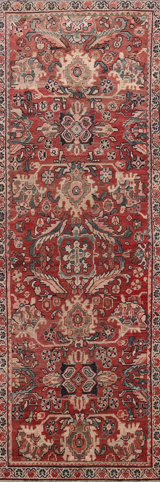 Antique Floral Mahal Persian Runner Rug 4x10