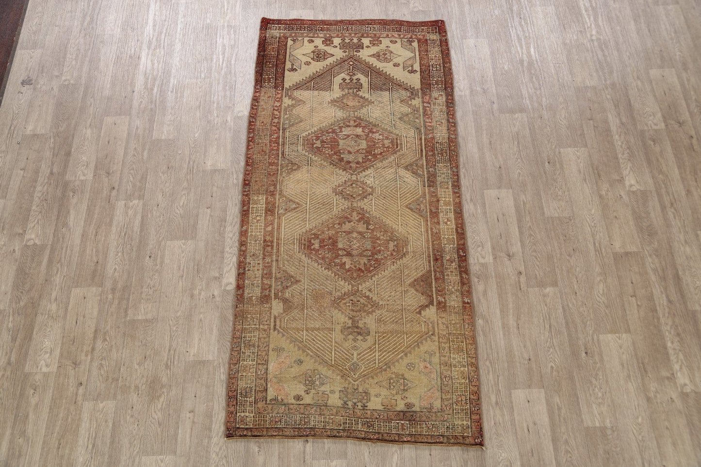 Geometric Antique Meshkin Persian Area Rug 4x8