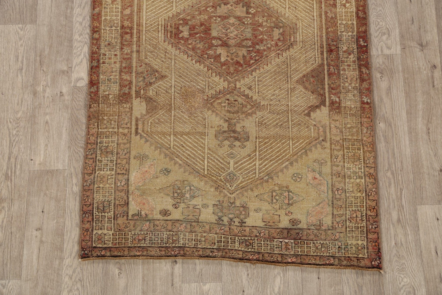 Geometric Antique Meshkin Persian Area Rug 4x8