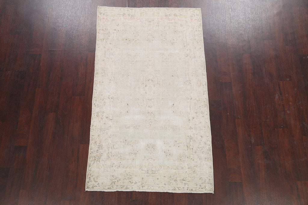 Antique Muted Distressed Kerman Persian Area Rug 4x7