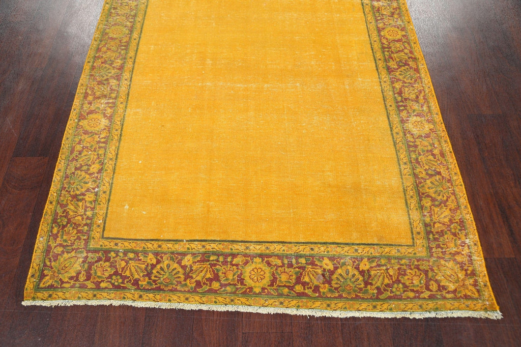 Antique Over-dyed Kerman Persian Runner Rug 4x21