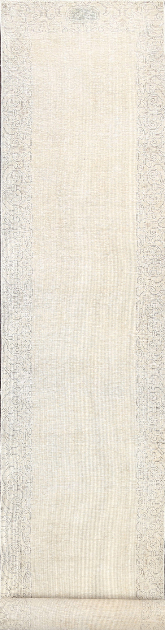 Muted Distressed Tabriz Persian Runner Rug 2x22