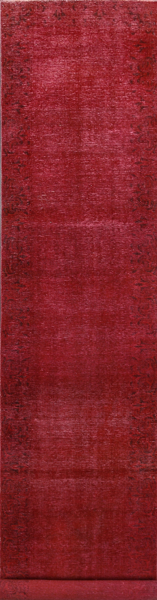 Over-dyed Red Tabriz Persian Runner Rug 3x16