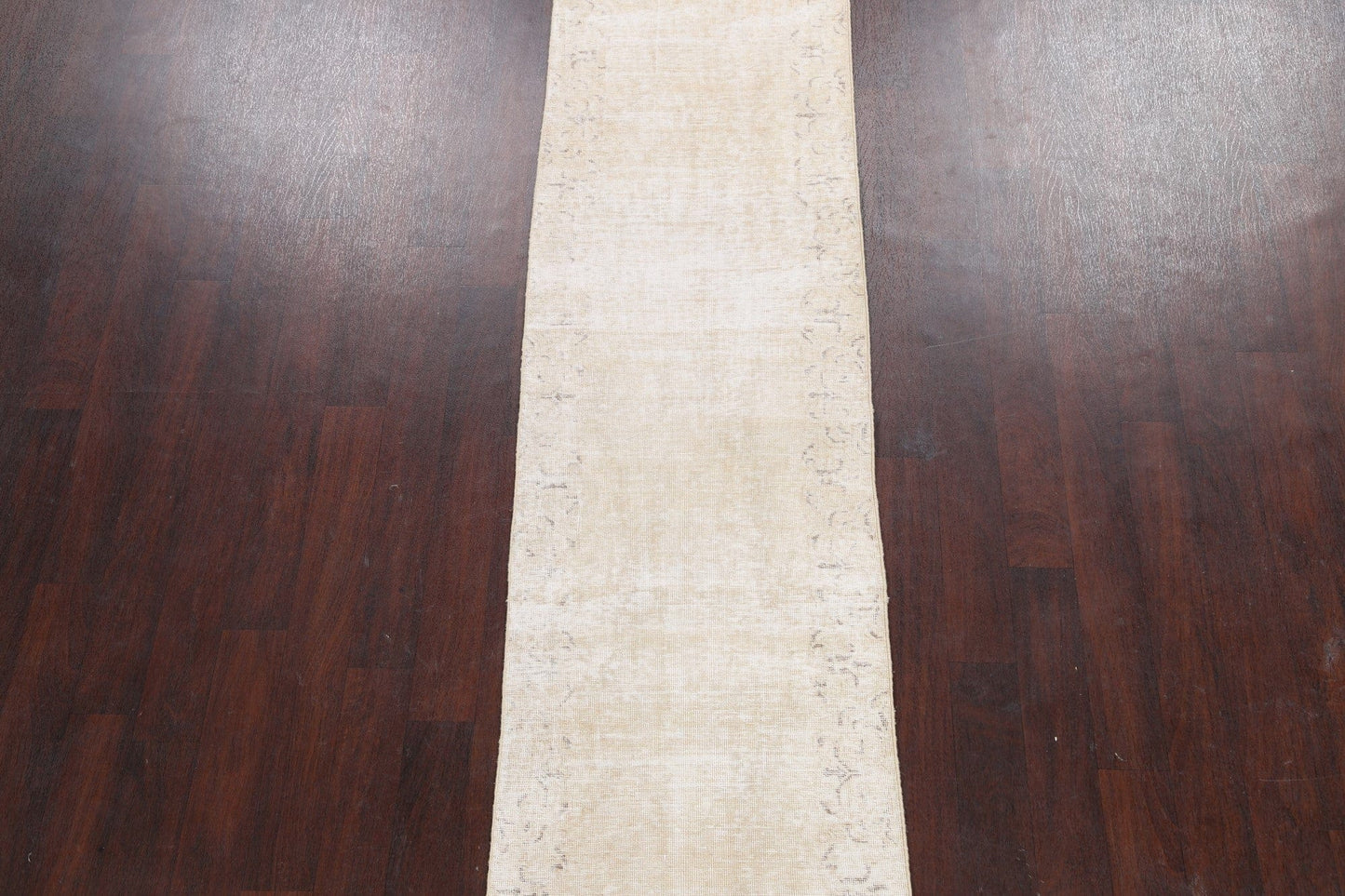 Muted Distressed Tabriz Persian Runner Rug 2x15