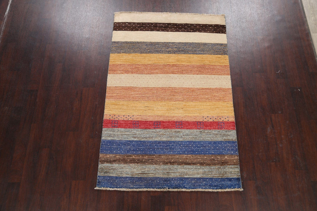 Striped Gabbeh Kashkoli Oriental Area Rug 4x7