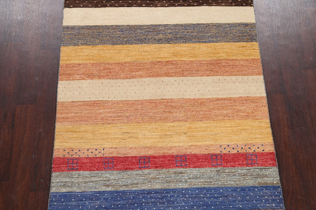 Striped Gabbeh Kashkoli Oriental Area Rug 4x7