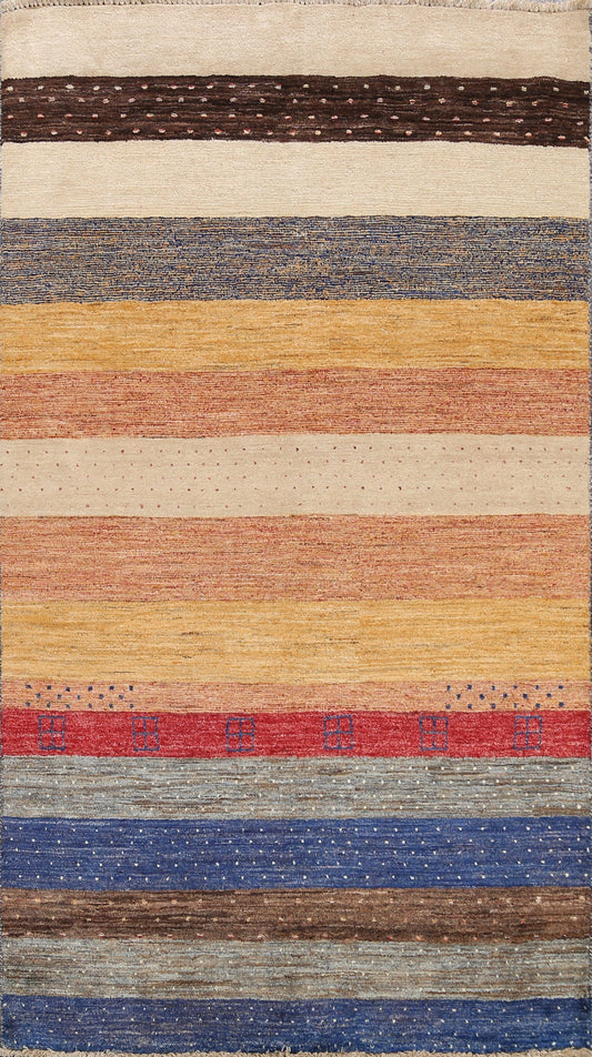 Striped Gabbeh Kashkoli Oriental Area Rug 4x7