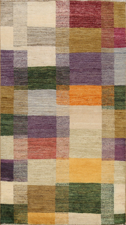 Checkered Gabbeh Kashkoli Oriental Area Rug 5x7