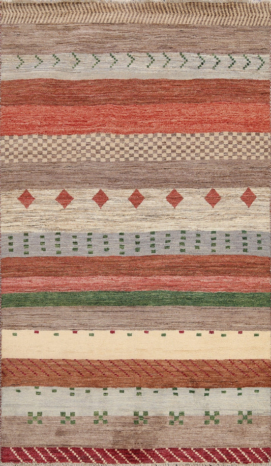 Striped Gabbeh Kashkoli Oriental Area Rug 5x7