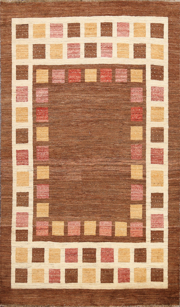 Contemporary Gabbeh Kashkoli Oriental Area Rug 5x7