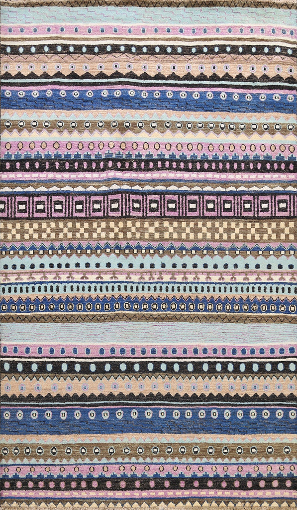 Striped Gabbeh Kashkoli Oriental Area Rug 6x8