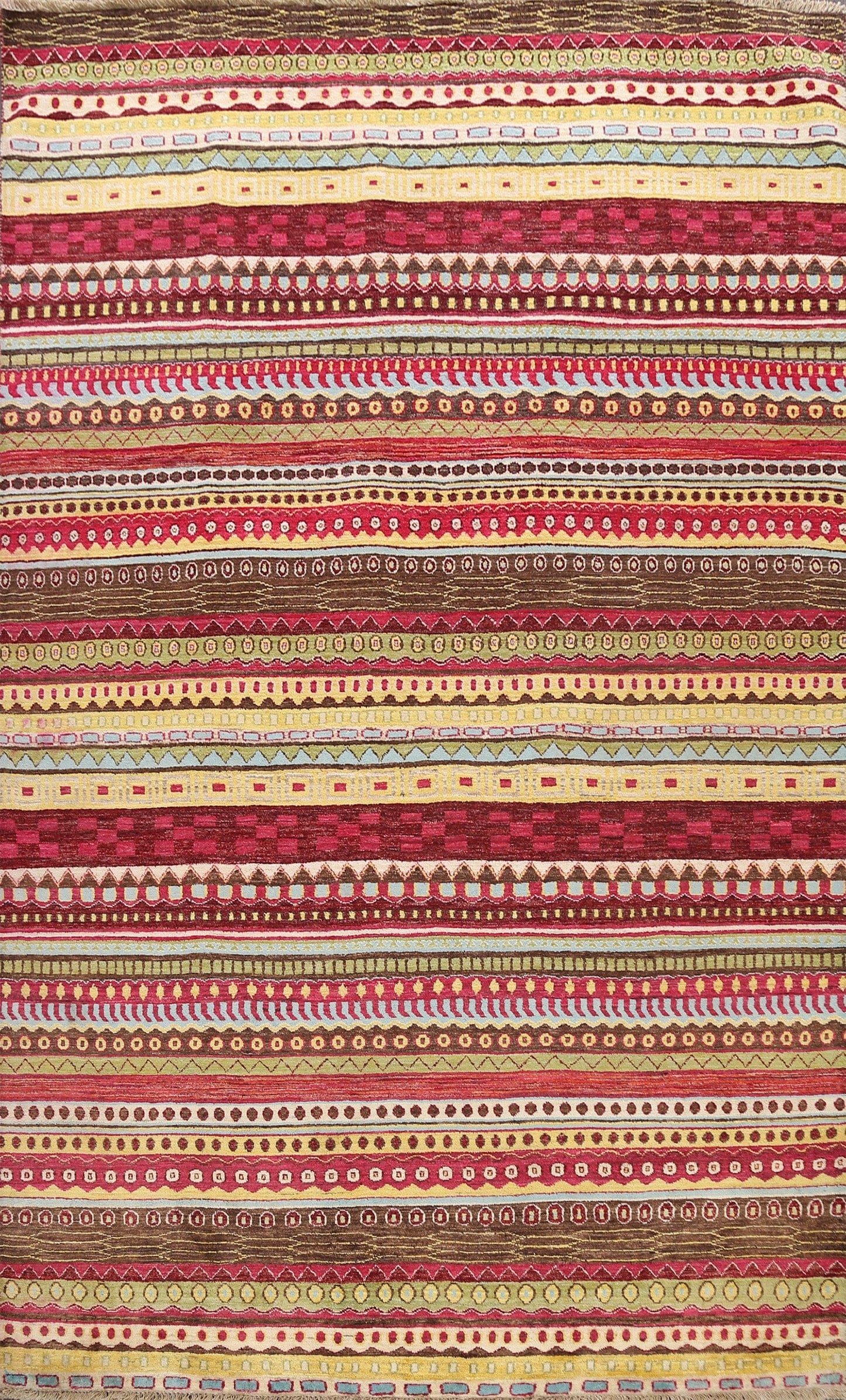 striped Gabbeh Kashkoli Oriental Area Rug 7x9