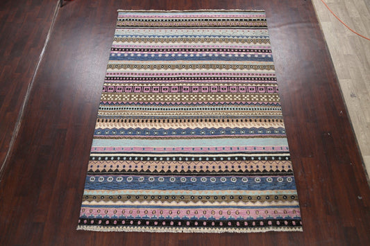 Chevron Gabbeh Kashkoli Oriental Area Rug 7x9