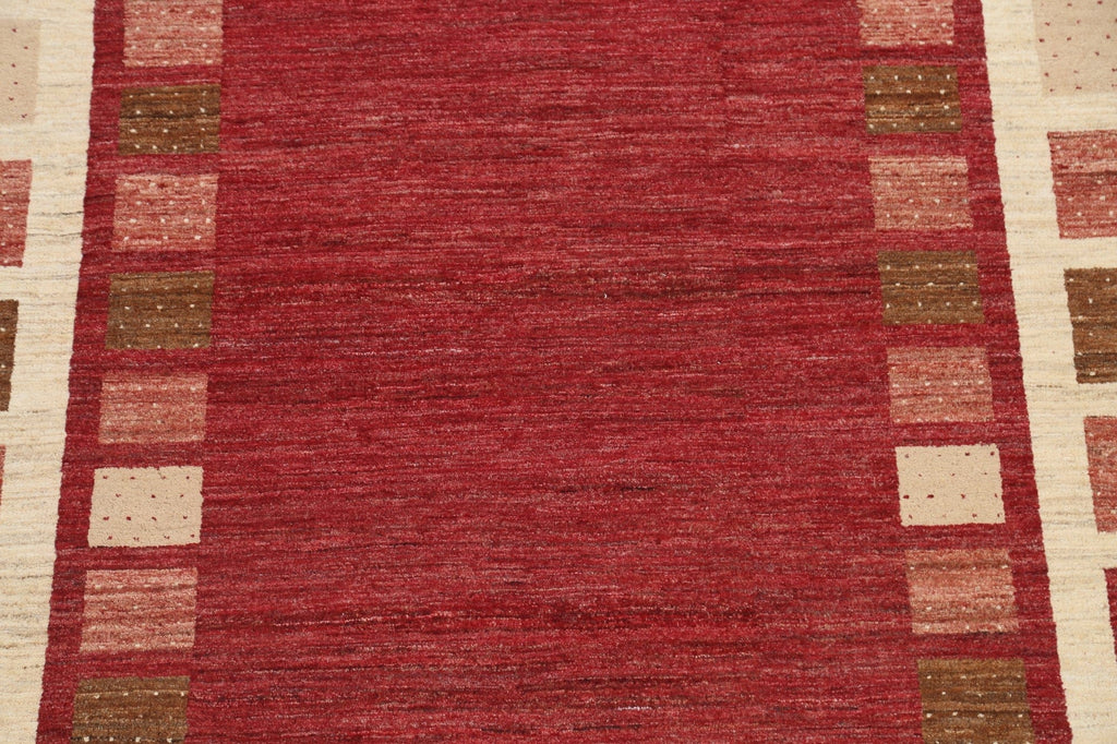 Checkered Gabbeh Kashkoli Oriental Area Rug 7x8