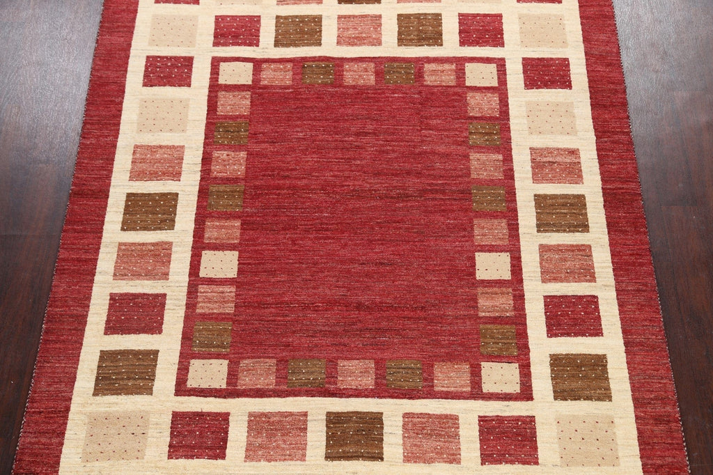 Checkered Gabbeh Kashkoli Oriental Area Rug 7x8