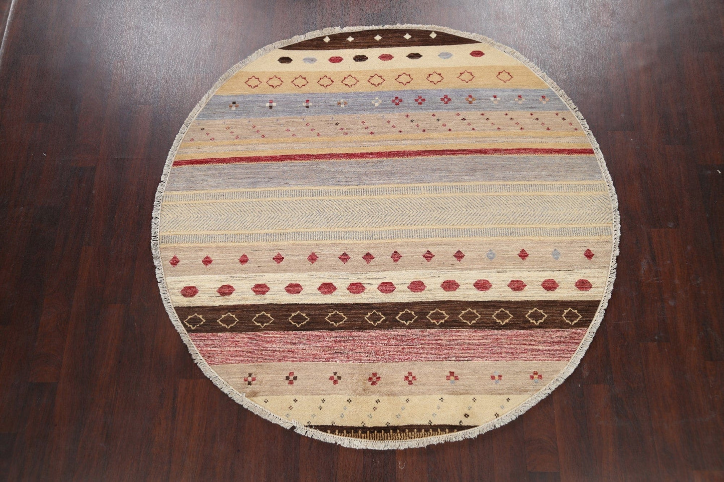 Striped Gabbeh Kashkoli Oriental Area Rug 6x6 Round