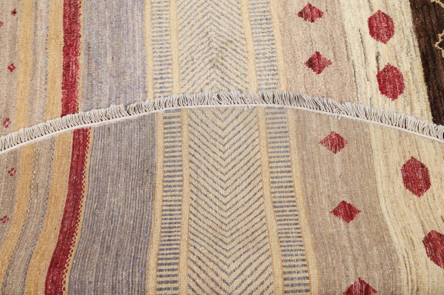 Striped Gabbeh Kashkoli Oriental Area Rug 6x6 Round