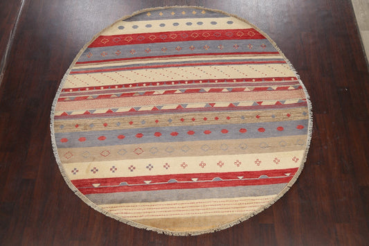 Striped Gabbeh Kashkoli Oriental Area Rug 8x8 Round