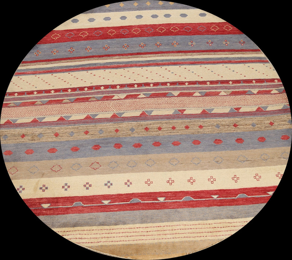 Striped Gabbeh Kashkoli Oriental Area Rug 8x8 Round