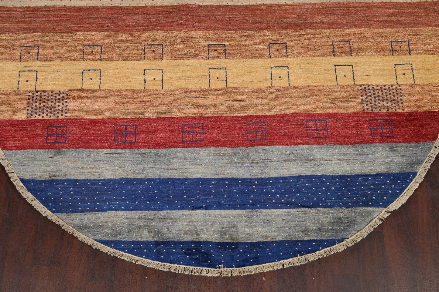 Striped Gabbeh Kashkoli Oriental Area Rug 8x8 Round