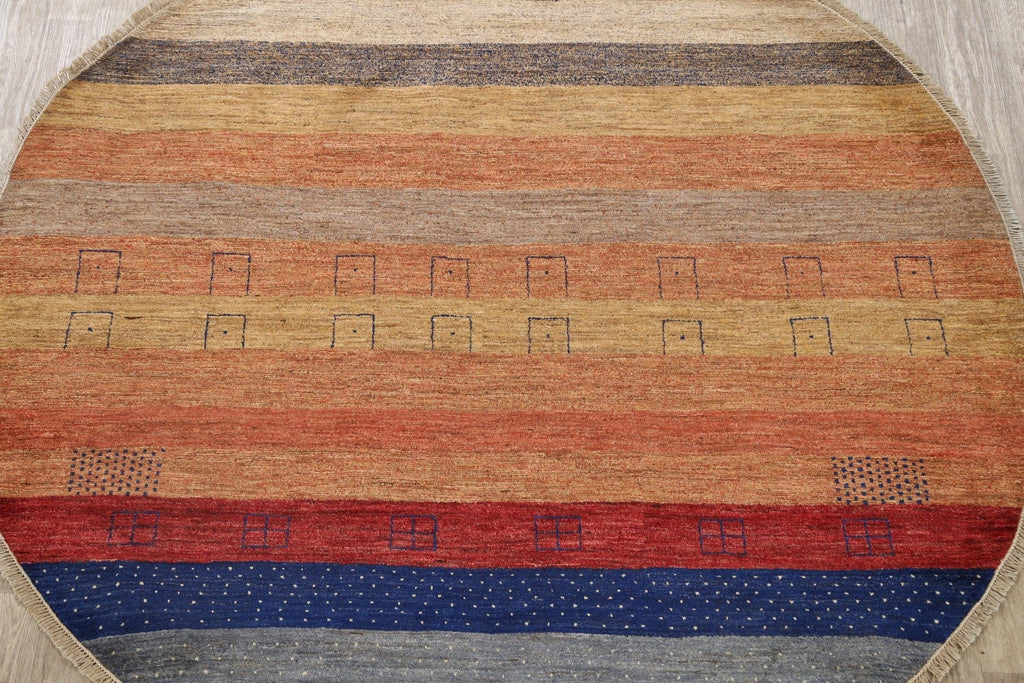 Striped Gabbeh Kashkoli Oriental Area Rug 8x8 Round