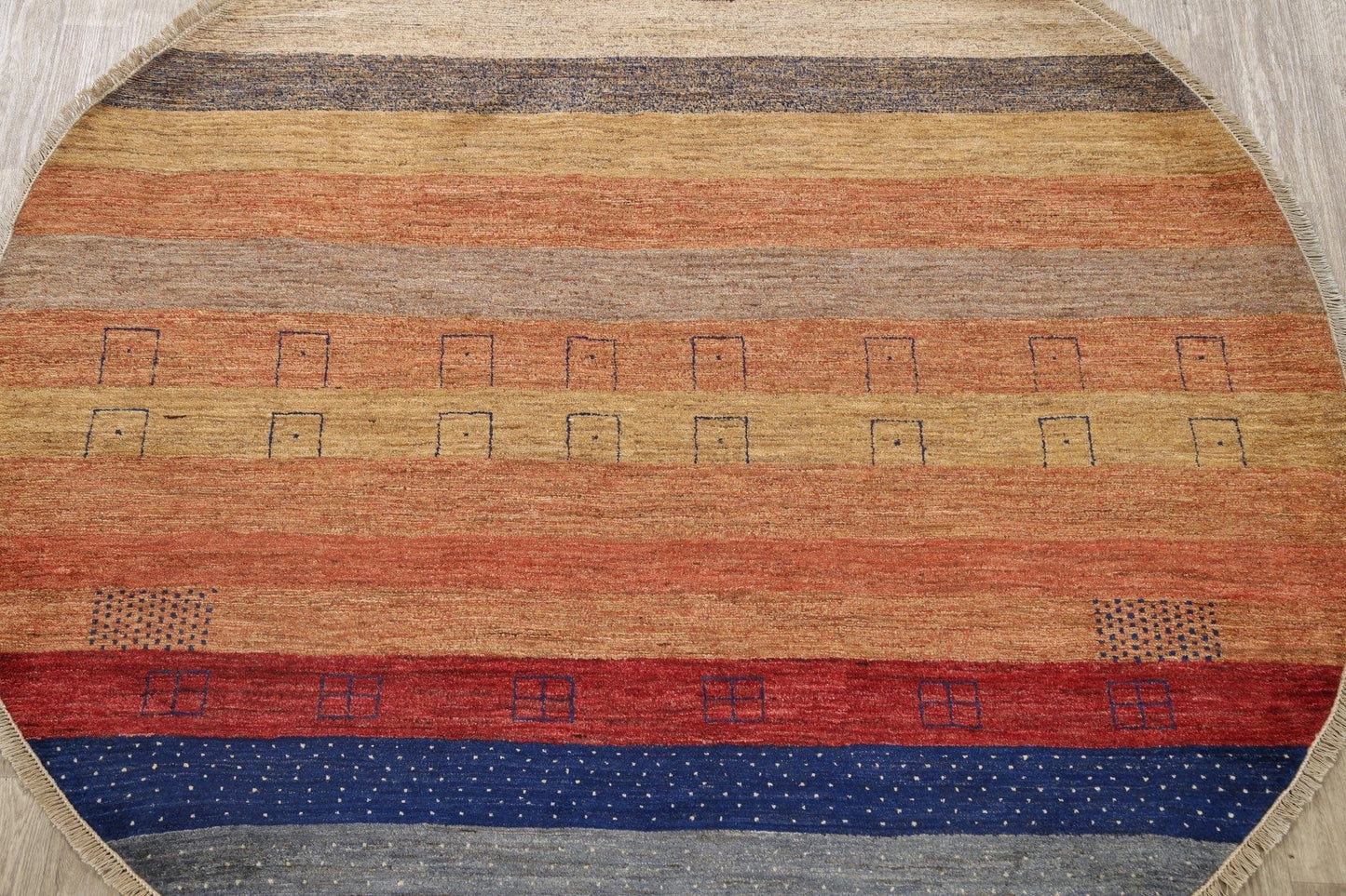 Striped Gabbeh Kashkoli Oriental Area Rug 8x8 Round