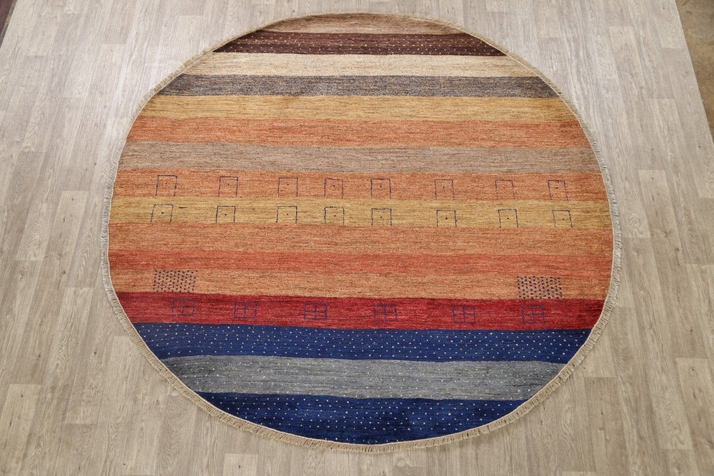 Striped Gabbeh Kashkoli Oriental Area Rug 8x8 Round