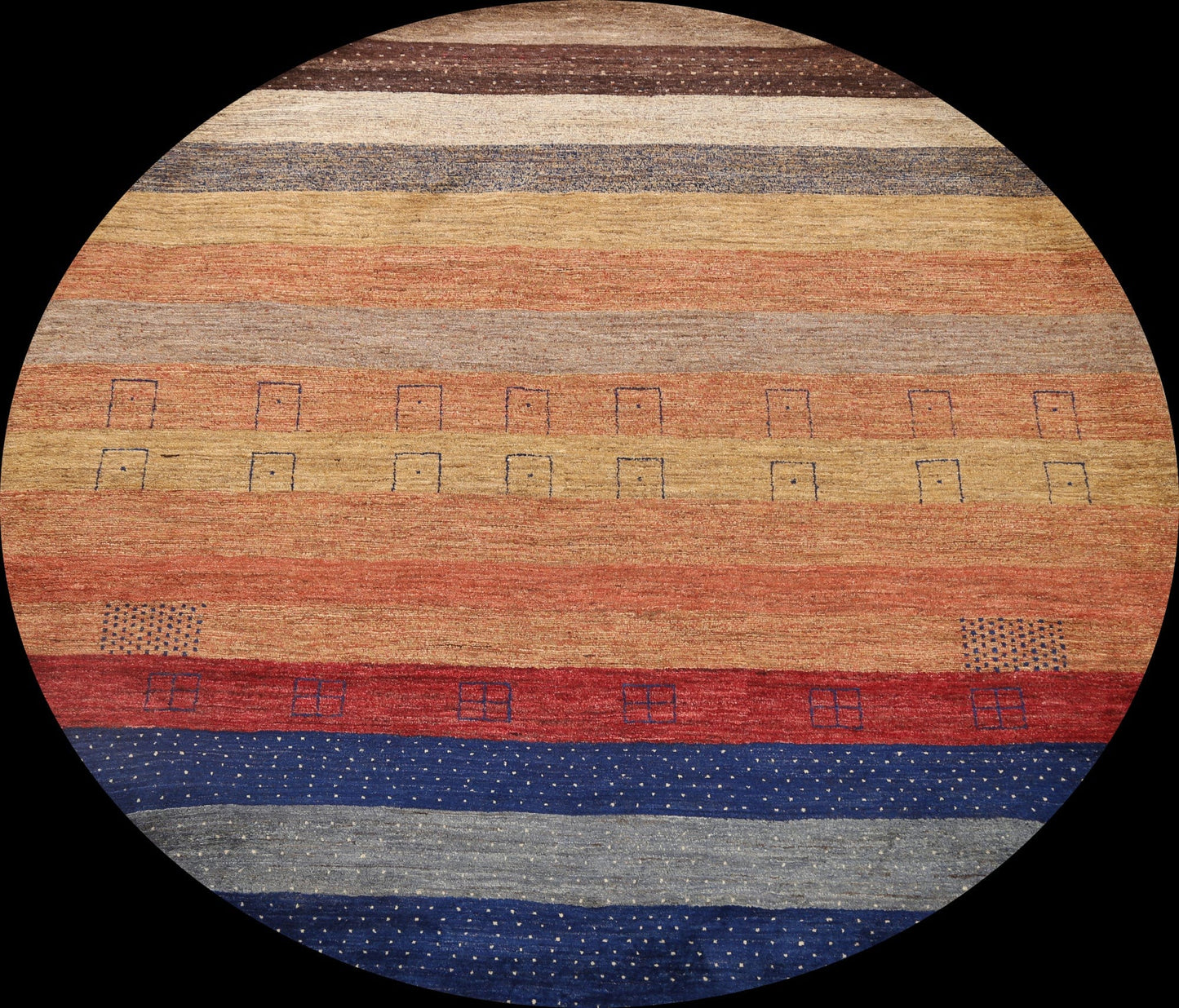 Striped Gabbeh Kashkoli Oriental Area Rug 8x8 Round