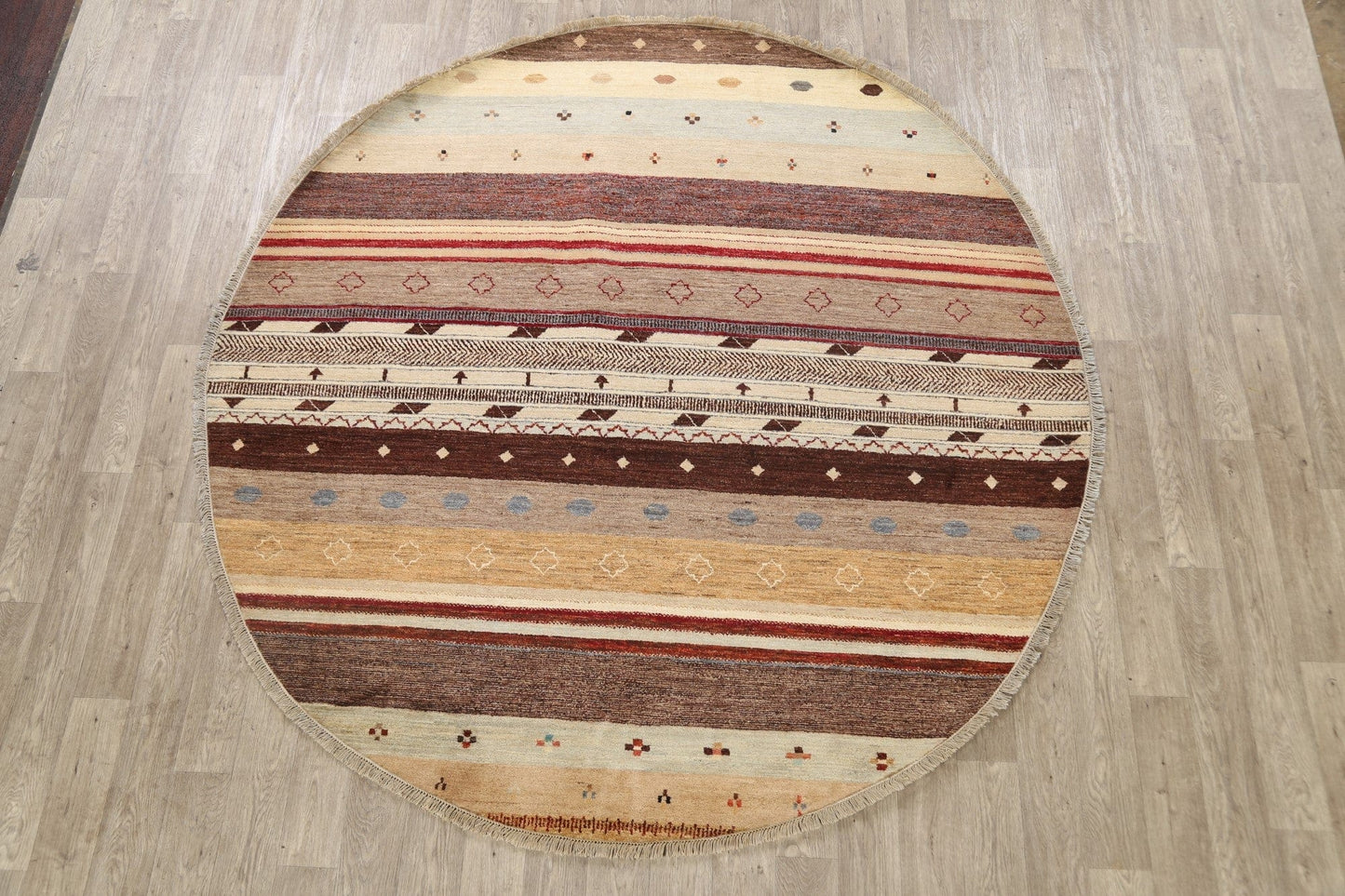 Striped Gabbeh Kashkoli Oriental Area Rug 8x8 Round