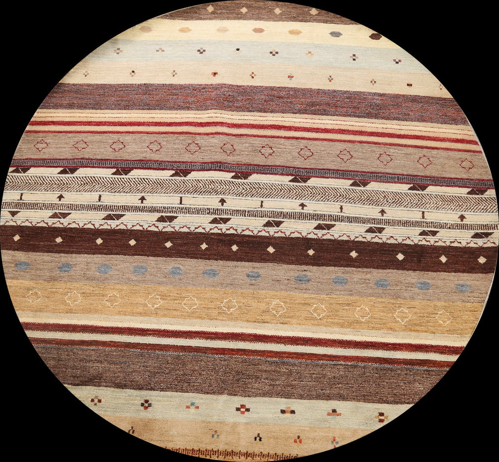 Striped Gabbeh Kashkoli Oriental Area Rug 8x8 Round