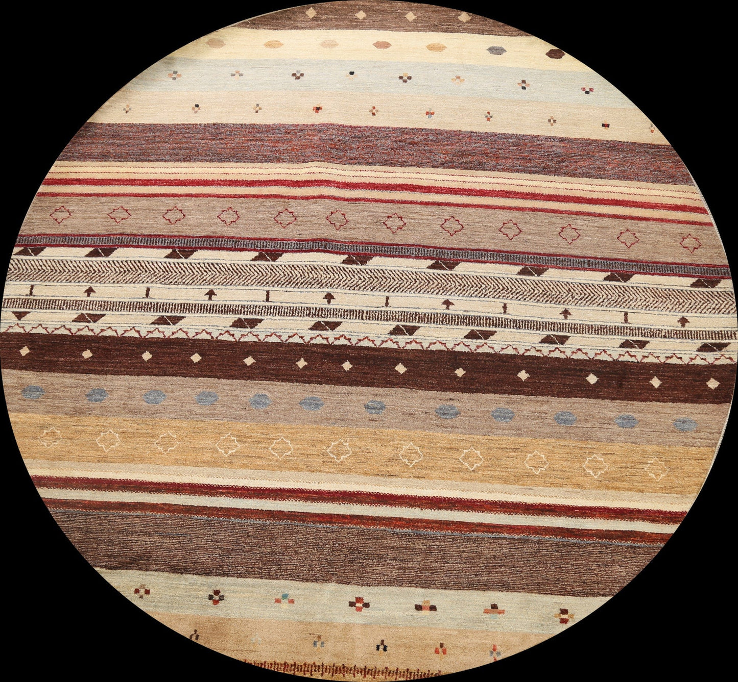 Striped Gabbeh Kashkoli Oriental Area Rug 8x8 Round