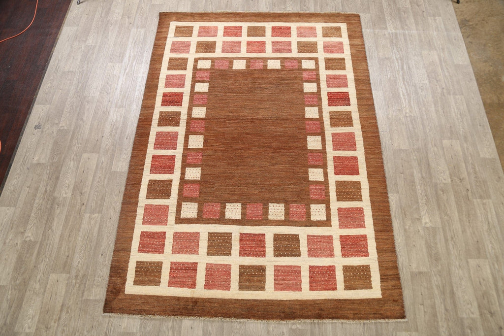 Checkered Gabbeh Kashkoli Oriental Area Rug 7x10