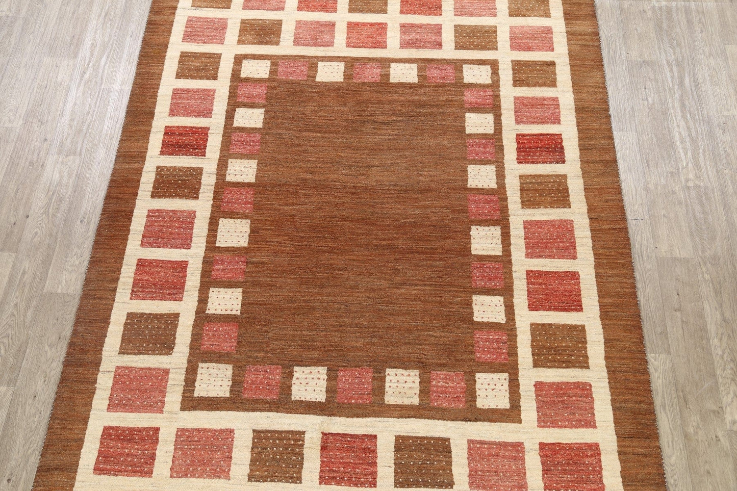 Checkered Gabbeh Kashkoli Oriental Area Rug 7x10