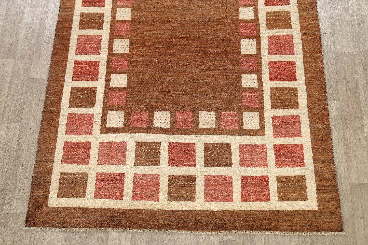 Checkered Gabbeh Kashkoli Oriental Area Rug 7x10