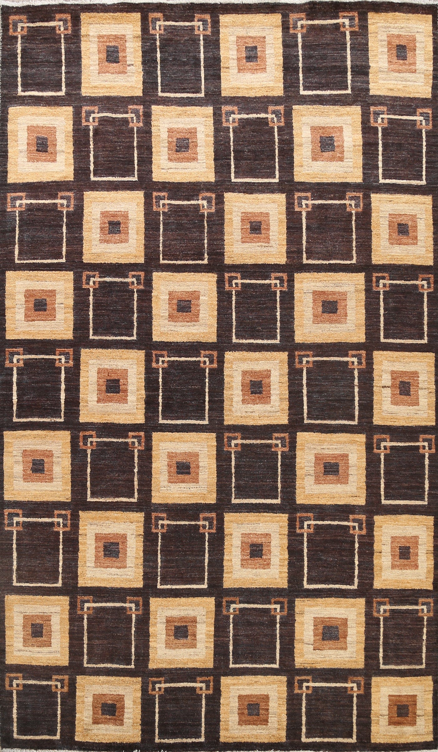 Modern Geometric Gabbeh Kashkoli Oriental Area Rug 7x10