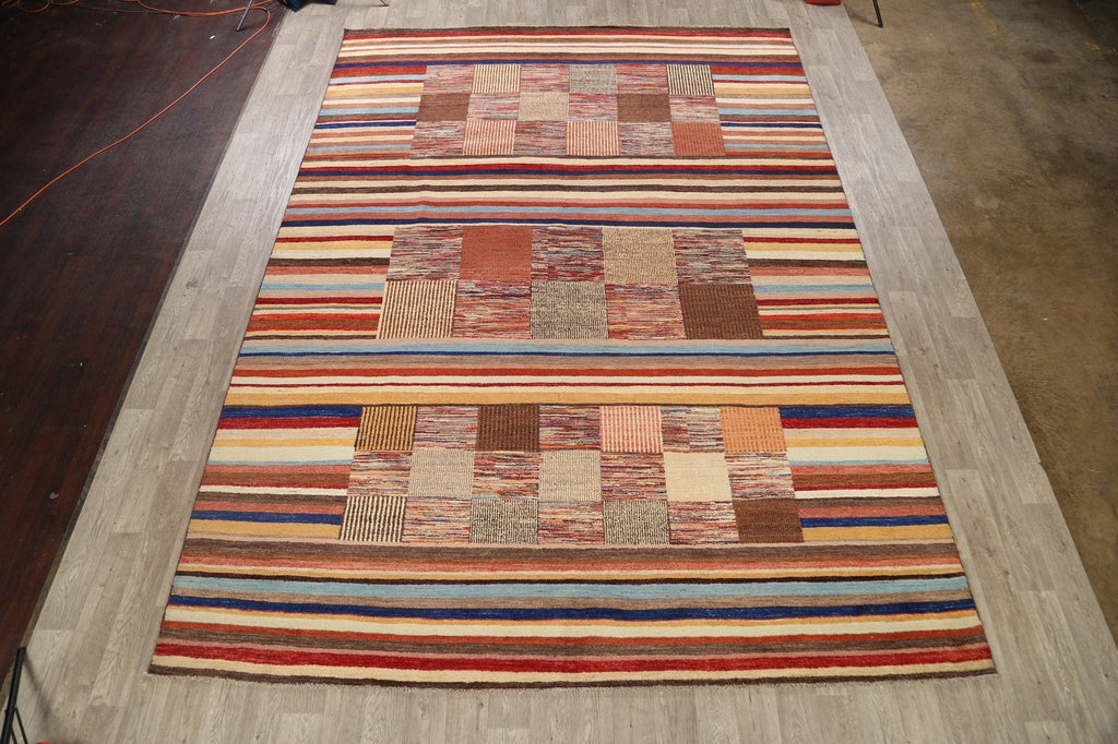 Modern Gabbeh Kashkoli Oriental Area Rug 10x14