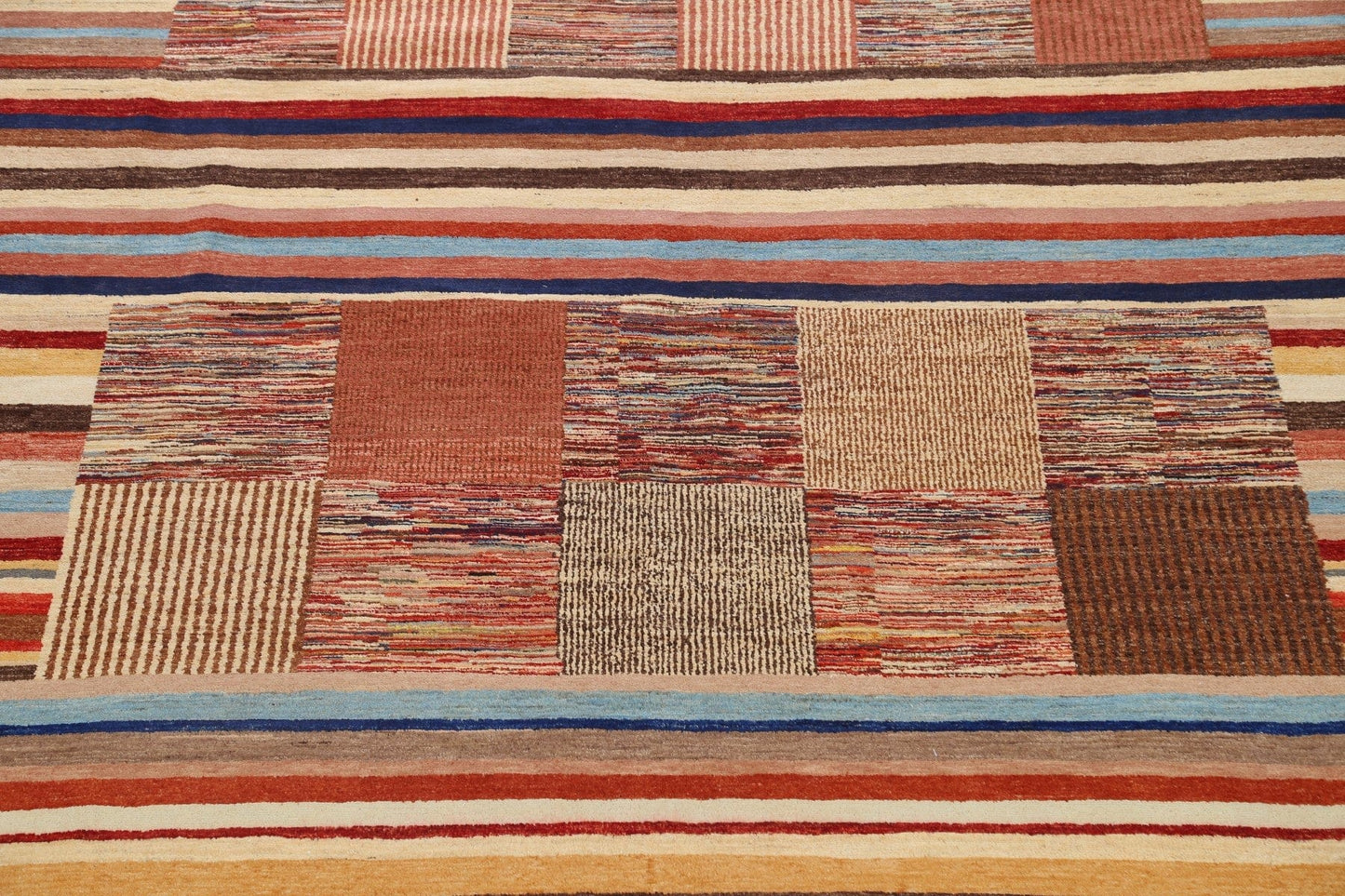 Modern Gabbeh Kashkoli Oriental Area Rug 10x14