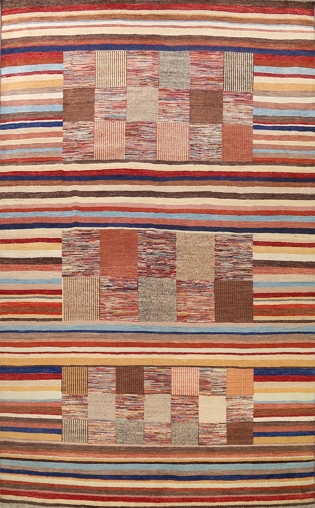 Modern Gabbeh Kashkoli Oriental Area Rug 10x14